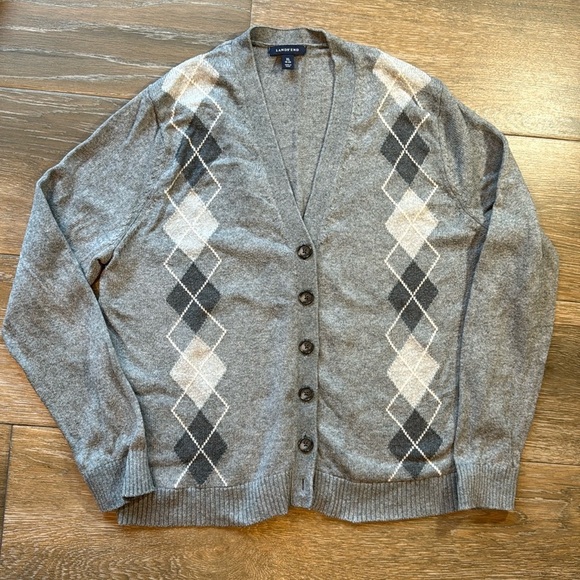 Lands' End Other - Lands end girls gray argyle cardigan size XL (18/20)